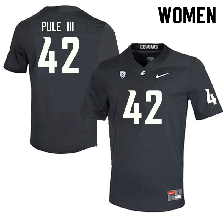 Women #42 Antonio Pule III Washington State Cougars College Football Jerseys Sale-Charcoal